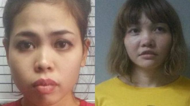 Siti Aisyah (kiri) dan Doan Thi Huong (kanan) terancam hukuman mati jika terbukti bersalah. (Dok. Polisi Diraja Malaysia)
