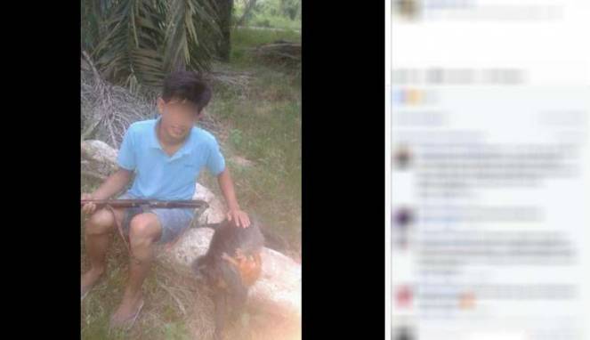 Pemuda yang mengunggah hasil buruannya di jejaring sosial Facebook.